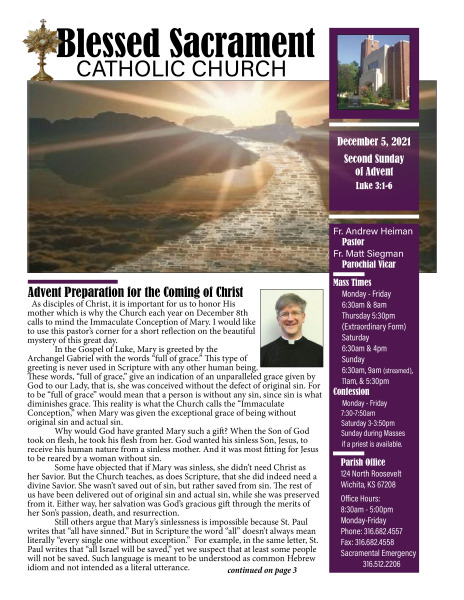 Sunday, December 5, 2021 Bulletin