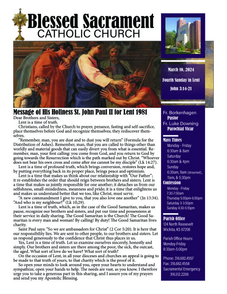 Sunday, March 10, 2024 Bulletin