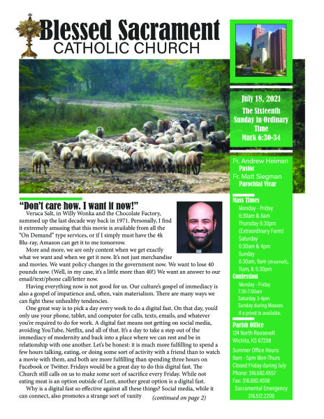 Sunday, July 18, 2021 Bulletin