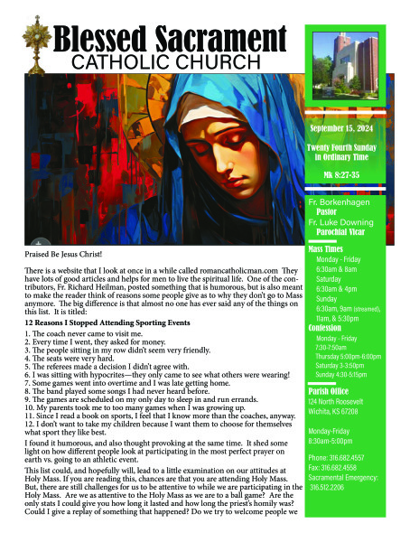 Sunday, September 15, 2024 Bulletin