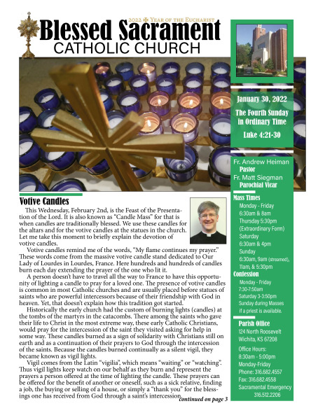 Sunday, January 30, 2022 Bulletin