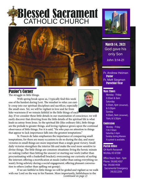 Sunday, March 14, 2021 Bulletin