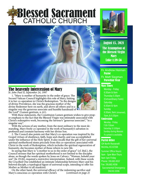 Sunday, August 15, 2021 Bulletin