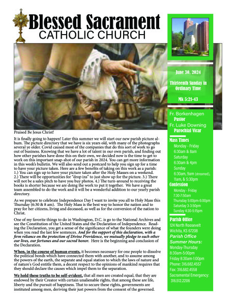Sunday, June 30, 2024 Bulletin